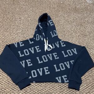 B Free Dark Blue crop Hoodie love